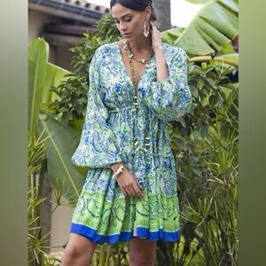 NWT Miss June Paris Karma Embroidered Boho Paisley Dress